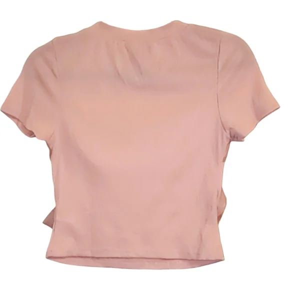 Shein Ribbed Crop Tee with Oversized Bow, medium/6, NWT - Picture 6 of 7